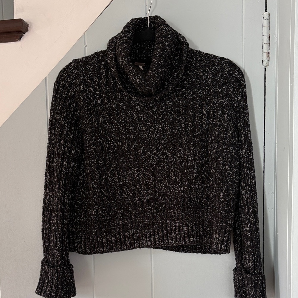 Free People Charcoal funnel Neck Sweater